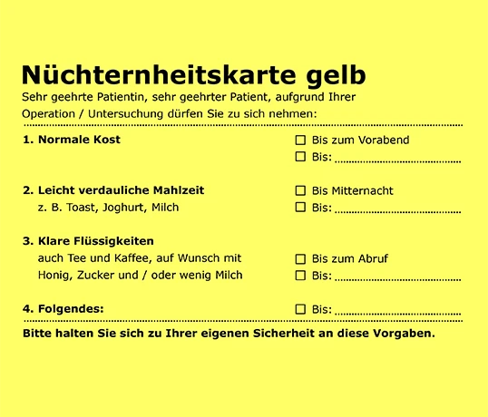 Eine Nüchternheitskarte gelb