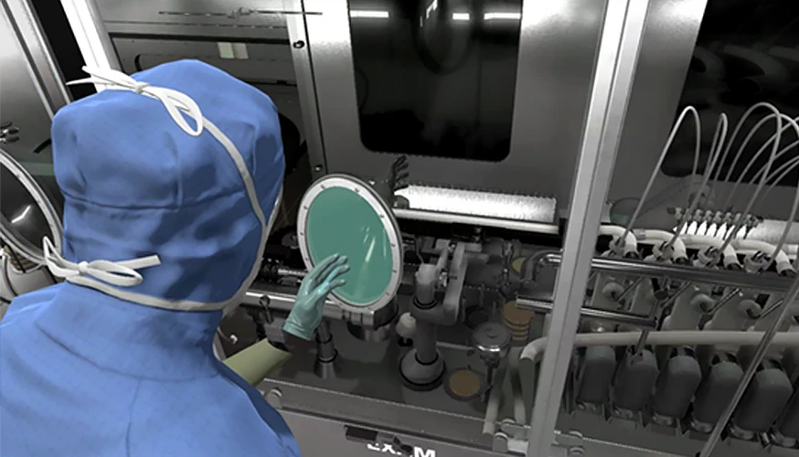 This picture shows a VR simulation used for training.