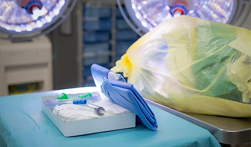 Ein Operationstisch mit medizinischen Utensilien (Foto)